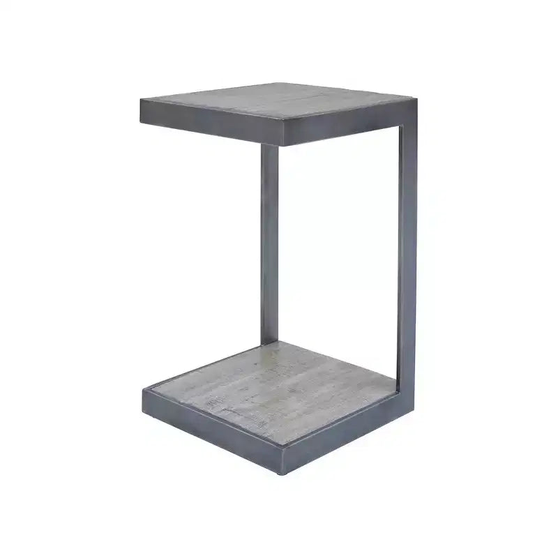 Jofran,Global Archive Distressed Acacia and Stainless Steel C Table