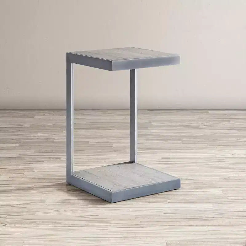 Jofran,Global Archive Distressed Acacia and Stainless Steel C Table