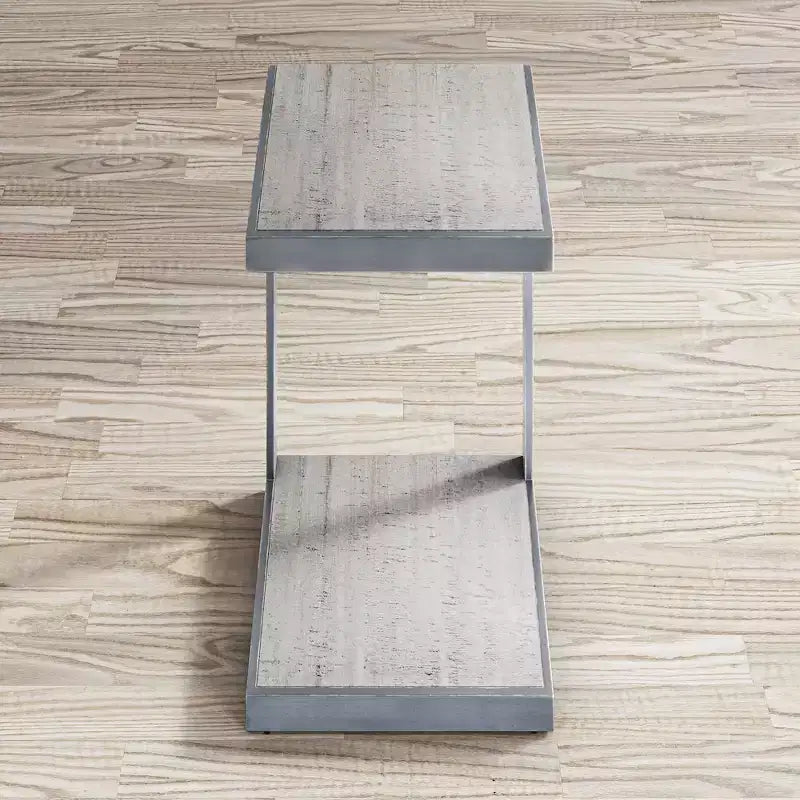 Jofran,Global Archive Distressed Acacia and Stainless Steel C Table