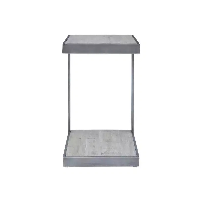 Jofran,Global Archive Distressed Acacia and Stainless Steel C Table