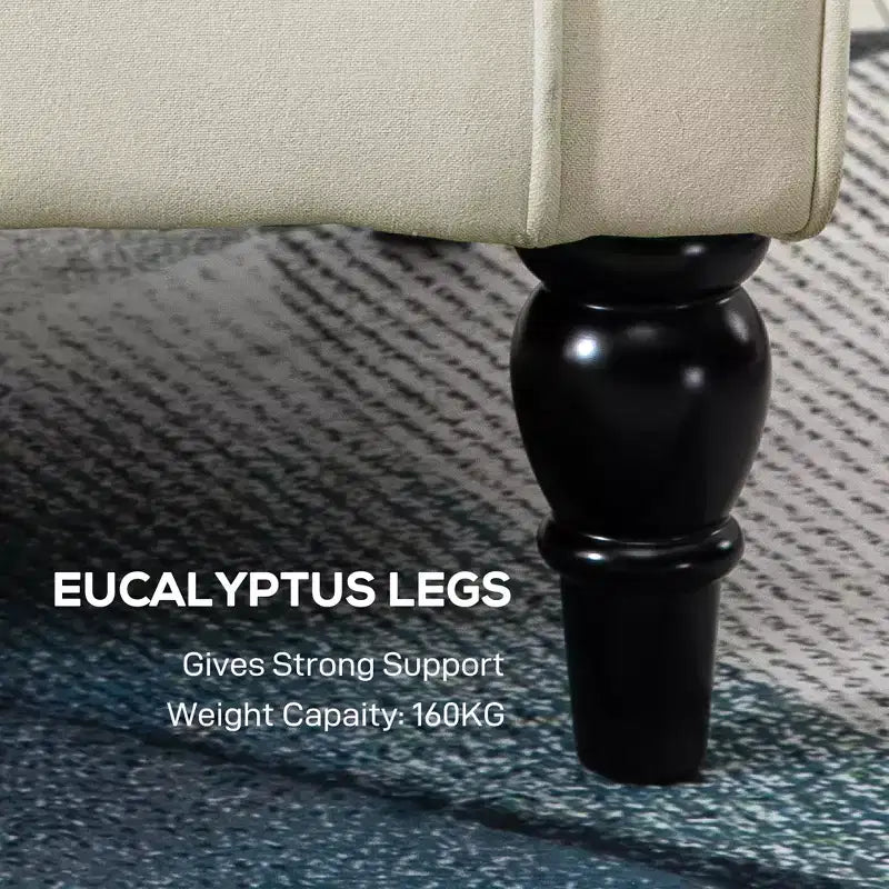 Wingback Accent Chair for Living Room, Button-Tufted Lounge Chair with Round Armrests and Wood Legs