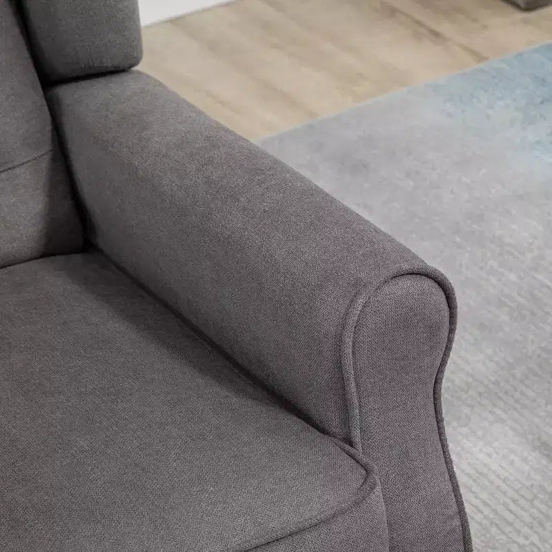 Wingback Accent Chair for Living Room, Button-Tufted Lounge Chair with Round Armrests and Wood Legs