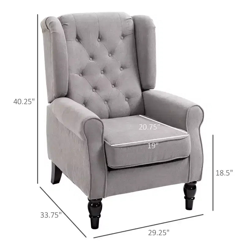 Wingback Accent Chair for Living Room, Button-Tufted Lounge Chair with Round Armrests and Wood Legs