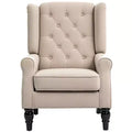 Wingback Accent Chair for Living Room, Button-Tufted Lounge Chair with Round Armrests and Wood Legs