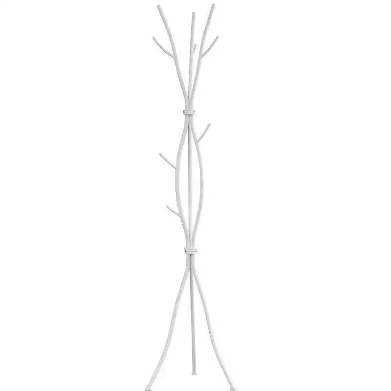 Okak Modern Freestanding Coat Rack with 11 Hooks, Hammered Metal Hall Tree with Unique Design, Coat Tree for Living Room, Bedroom, White