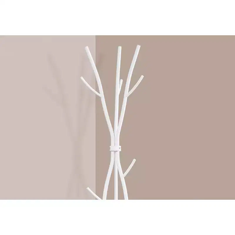 Okak Modern Freestanding Coat Rack with 11 Hooks, Hammered Metal Hall Tree with Unique Design, Coat Tree for Living Room, Bedroom, White
