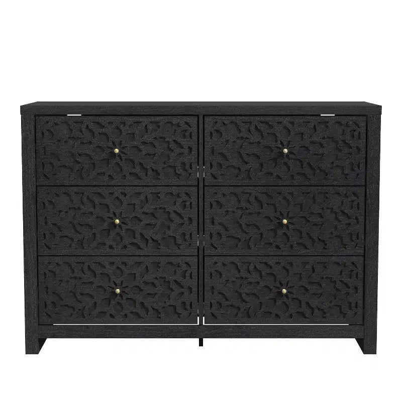 Galano 6-Drawer Dresser with Cutout Floral Fronts 45.4 W x 15.7 D x 32.0 H