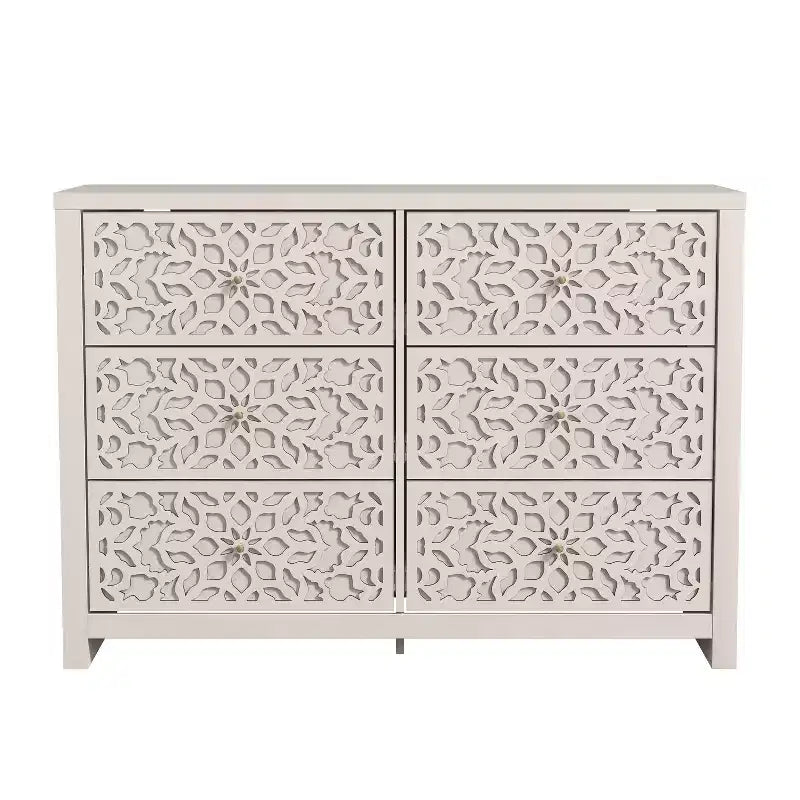 Galano 6-Drawer Dresser with Cutout Floral Fronts 45.4 W x 15.7 D x 32.0 H