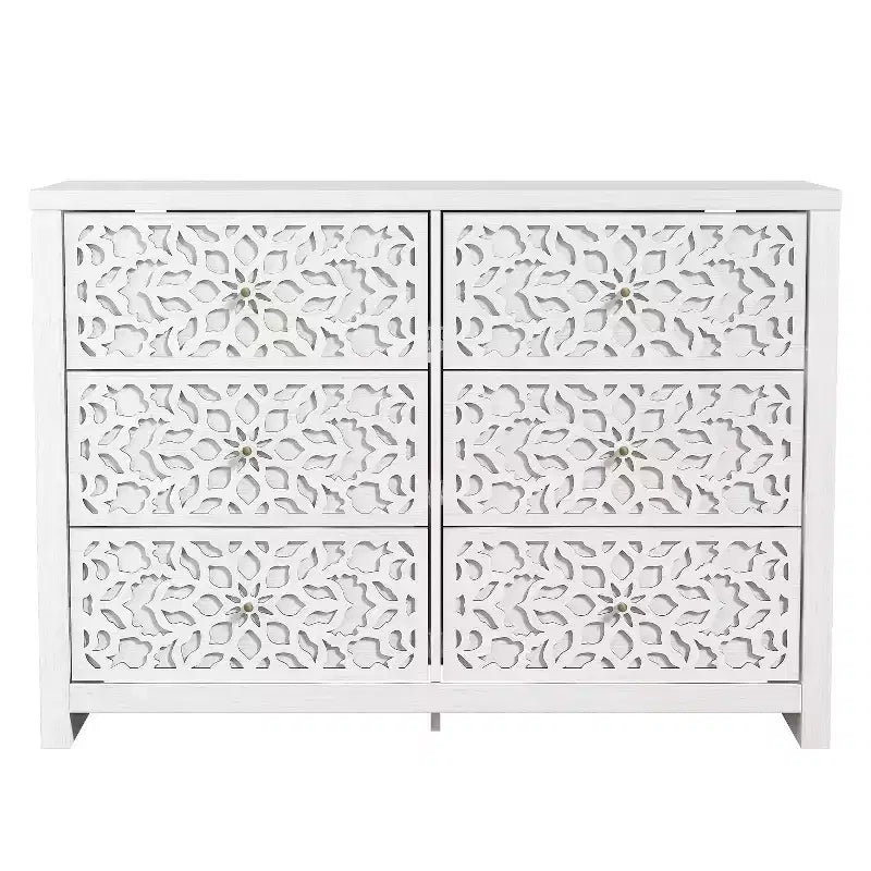 Galano 6-Drawer Dresser with Cutout Floral Fronts 45.4 W x 15.7 D x 32.0 H