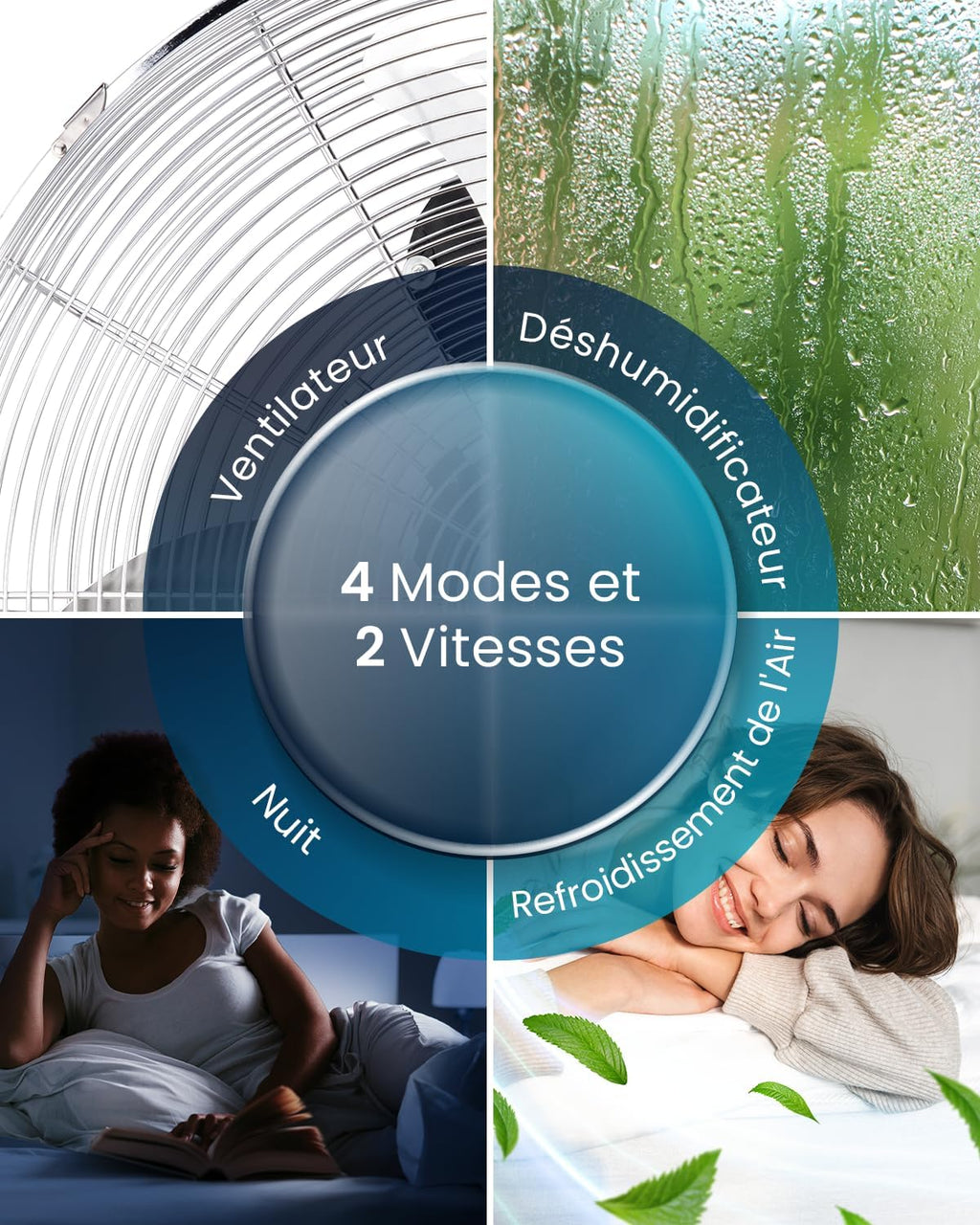 Climatiseur Mobile 4-en-1 9000 BTU - Clim Puissante compatible WiFi avec Application- Minuterie 24 heures, Télécommande et Kit Fenêtre inclus pour Chambre, Salon 22m2 [Classe énergétique A]