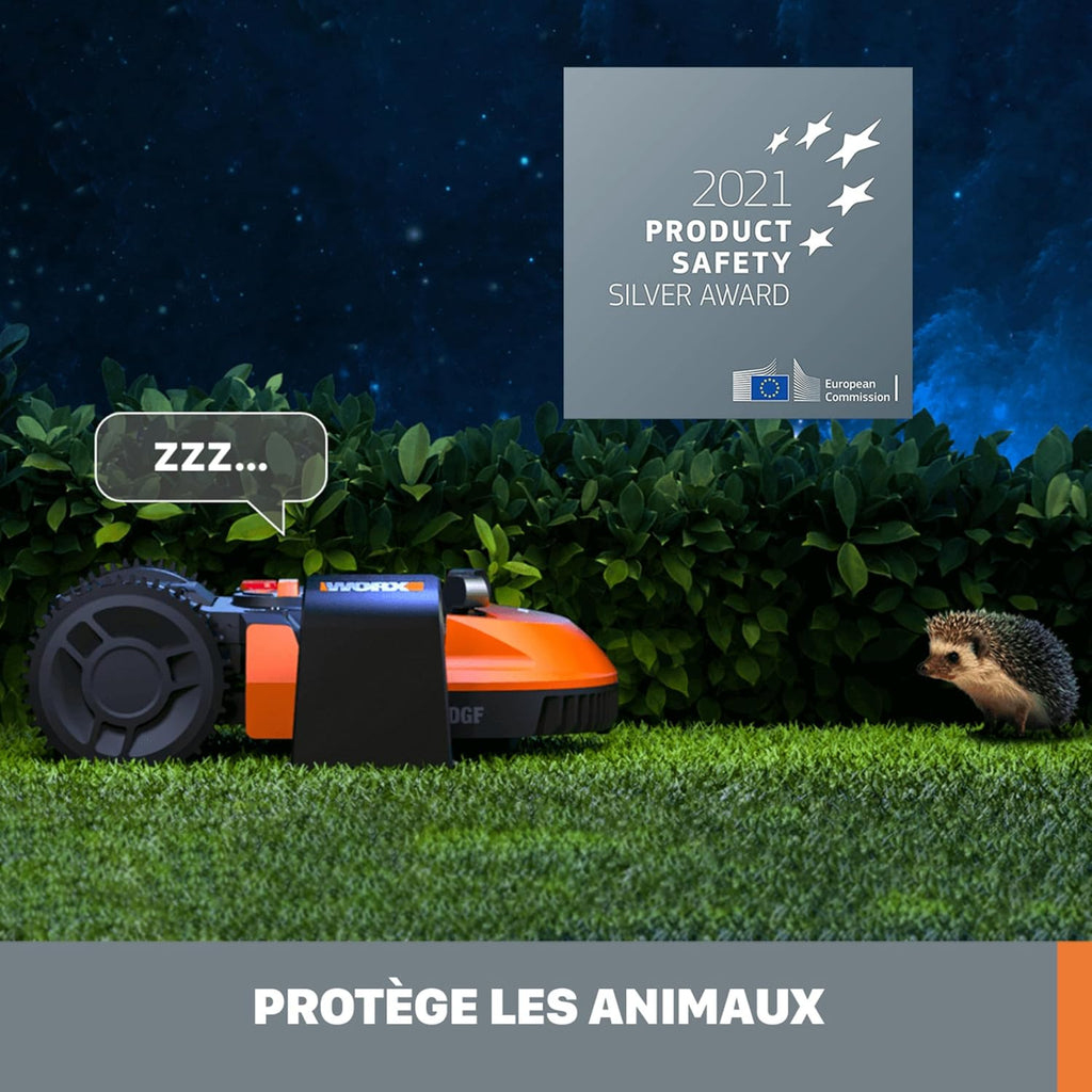 WORX LANDROID Vision WR206E.1, Robot Tondeuse sans Fil périphérique 600 m2 Surf.Max 700 m2, Installation en 30 Min, Caméra 4K + IA Adaptative, évite Tous Les Obstacles, Coupe des Bordures, Multizone