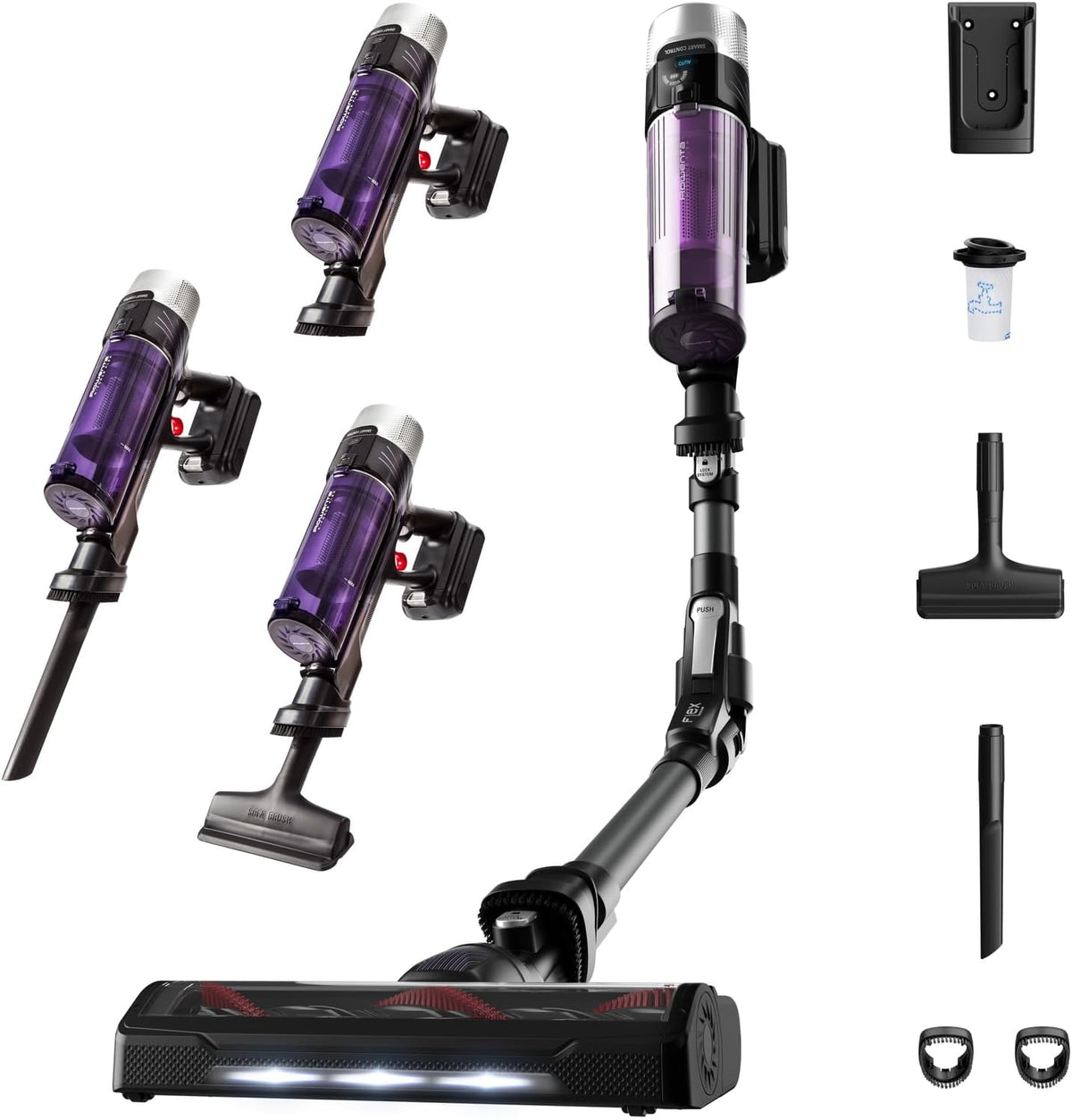 Rowenta X-Force Flex 9.60 Allergie Aspirateur balai sans fil, Filtration Anti-Allergènes, Puissant 100AW, Ultra Léger, Autonomie 45min RH2038WO, Noir / Violet