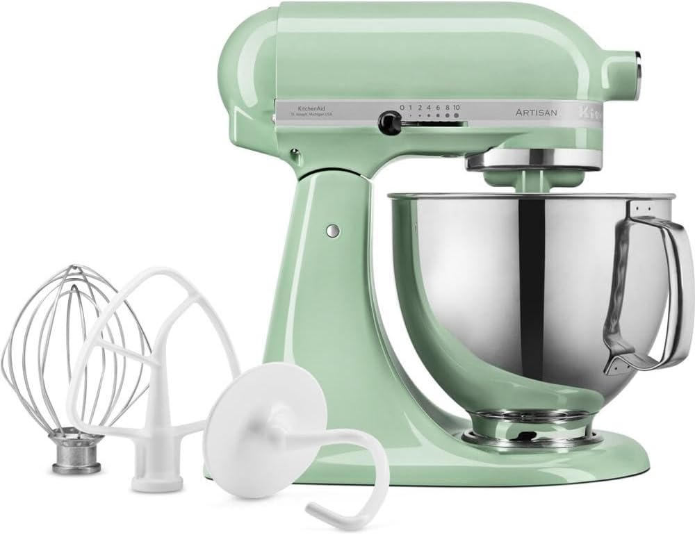 KitchenAid Robot Patissier I Artisan I Robot cuisine multifonctions à tête inclinable I Avec 4 accessoires I Bol de 4,8L | Crème
