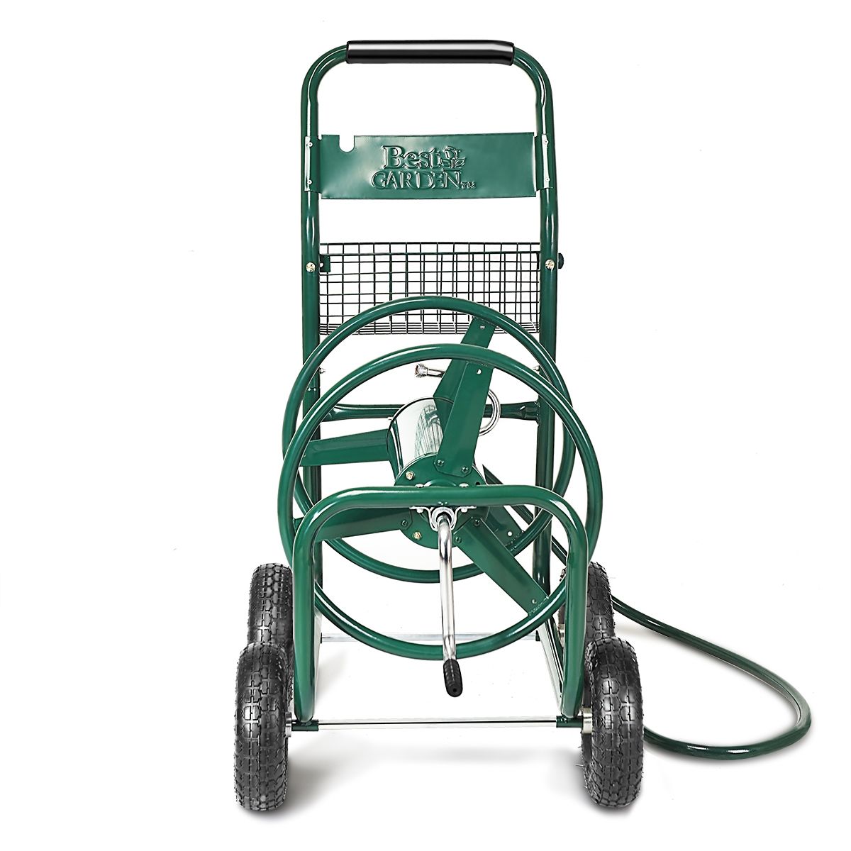 Dévidoir de Tuyau d’Arrosage avec 4 Roulettes Chariot pour 1.7m de Tuyau d’Arrosage Panier, 95x62x113cm, Vert