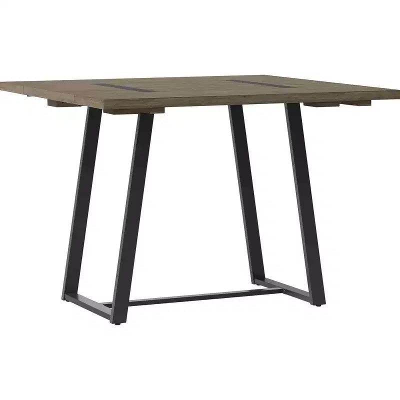 Brimfield Metal Base Extendable Dining Table Brown - Threshold™: Industrial Style, MDF & Acacia Surface, Seats 4