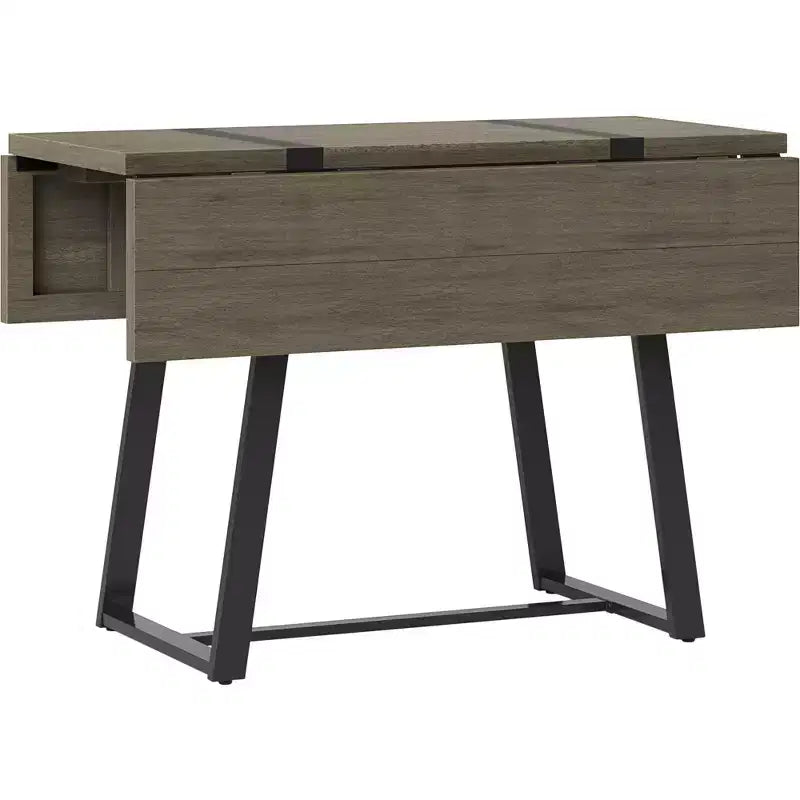 Brimfield Metal Base Extendable Dining Table Brown - Threshold™: Industrial Style, MDF & Acacia Surface, Seats 4