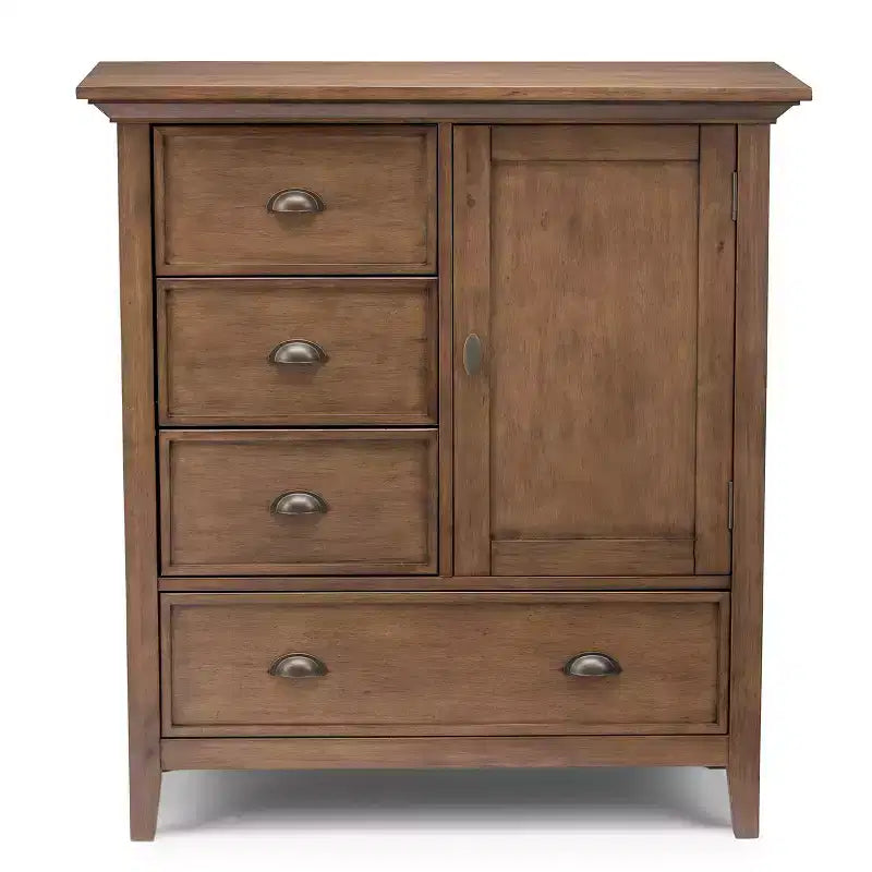 Mansfield Medium Storage Cabinet Rustic Natural Aged Brown - WyndenHall: Pine Wood, 4 Drawers, 1 Shelf