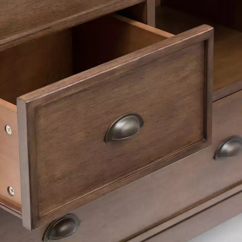 Mansfield Medium Storage Cabinet Rustic Natural Aged Brown - WyndenHall: Pine Wood, 4 Drawers, 1 Shelf