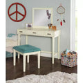 Garbo Traditional Wood Vanity Set with Upholstered Stool & Mirror - Linon: Elegant Bedroom Furniture