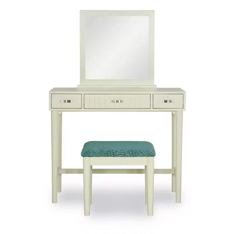 Garbo Traditional Wood Vanity Set with Upholstered Stool & Mirror - Linon: Elegant Bedroom Furniture