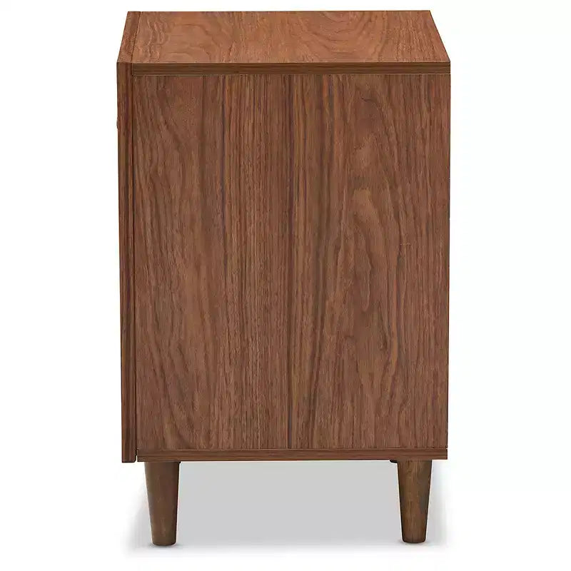 Harlow Mid-Century Modern Scandinavian Style Wood 1-Drawer & 1-Door Nightstand: Rubberwood Frame, Two-Tone Finish