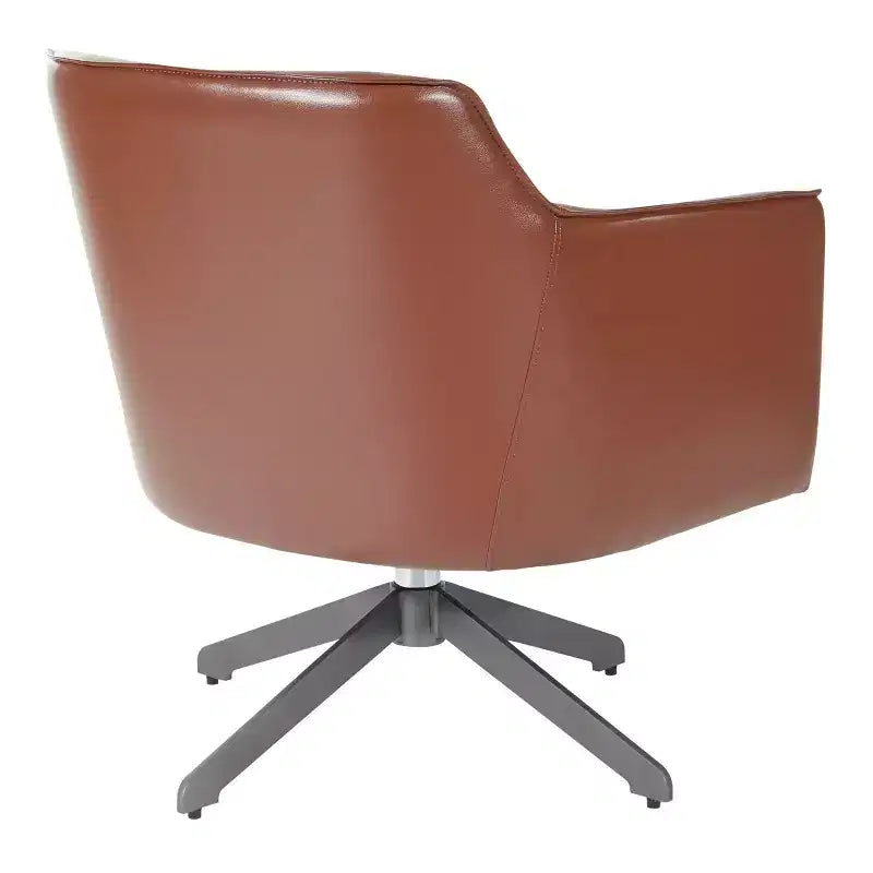 OSP Home Furnishings Faux Leather Guest Chair Saddle : Mid-Century Modern, Metal Frame, 275 lb Capacity