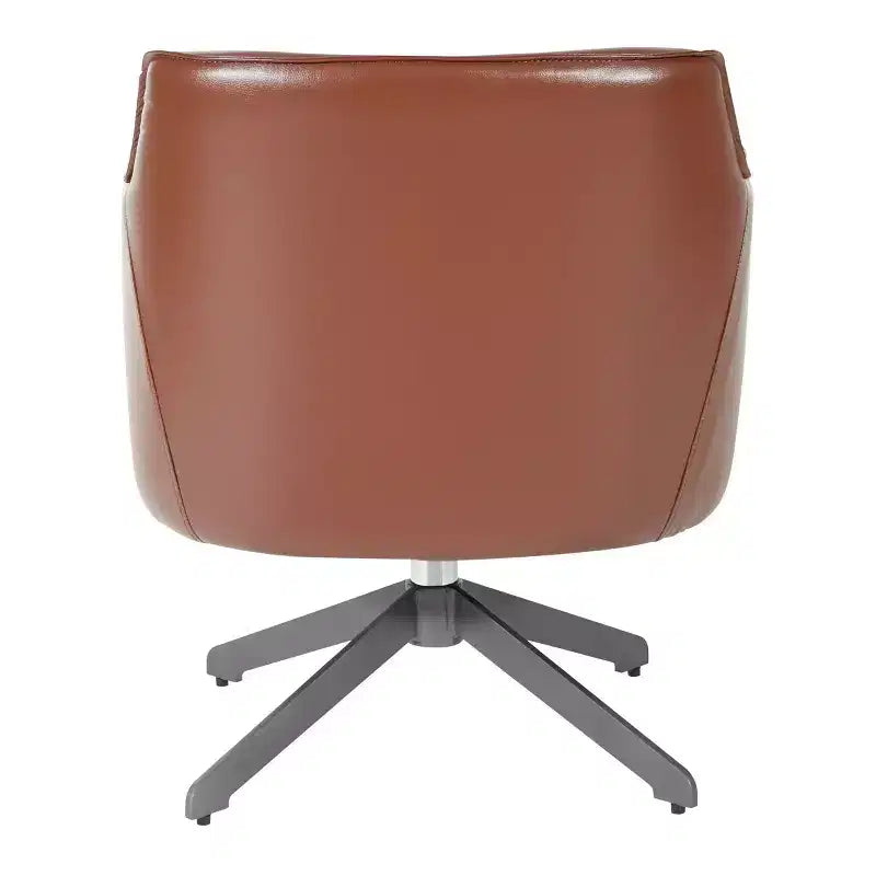 OSP Home Furnishings Faux Leather Guest Chair Saddle : Mid-Century Modern, Metal Frame, 275 lb Capacity