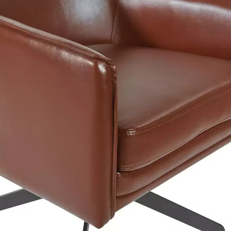 OSP Home Furnishings Faux Leather Guest Chair Saddle : Mid-Century Modern, Metal Frame, 275 lb Capacity