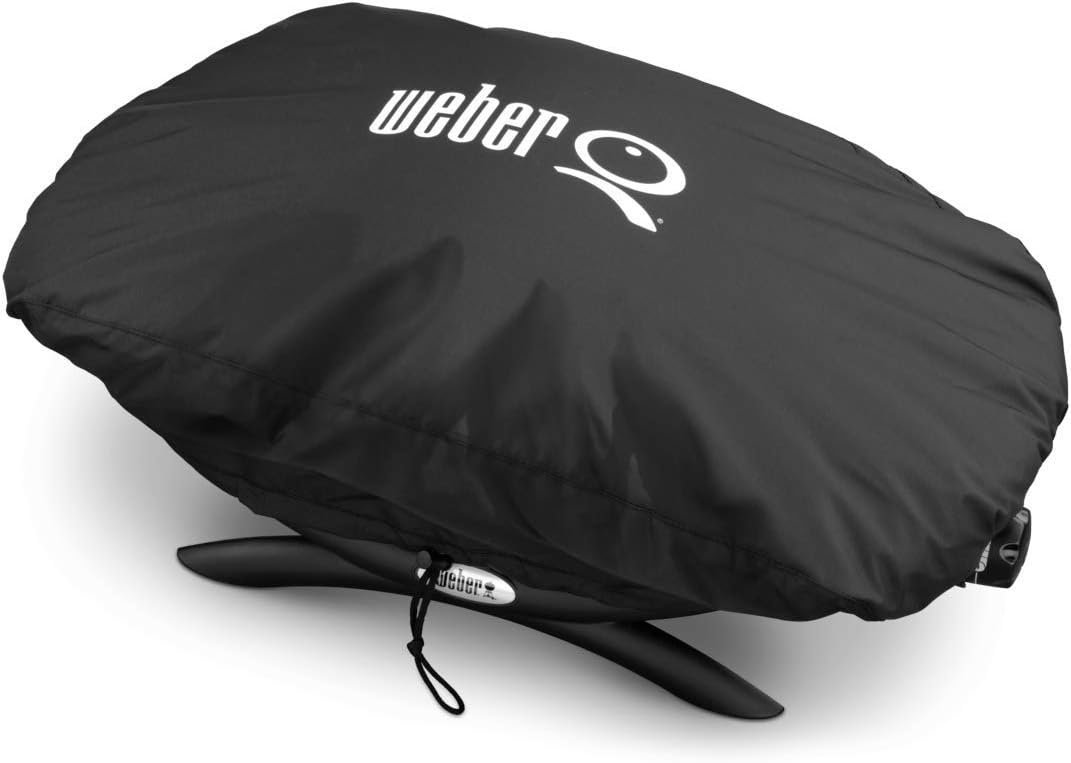 Weber Q1400 Barbecue électrique, surface de cuisson 43 x 32 cm, nomade, grille en fonte émaillée divisée en 2 parties, couvercle et cuve en fonte d'aluminium - Gris foncé (52020053)