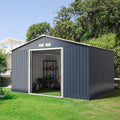 Abri de Jardin en Métal & Extension 10.85©O avec 2 Portes Coulissantes Verrouillables 4 Trous d’Aération Gris pour Vélo