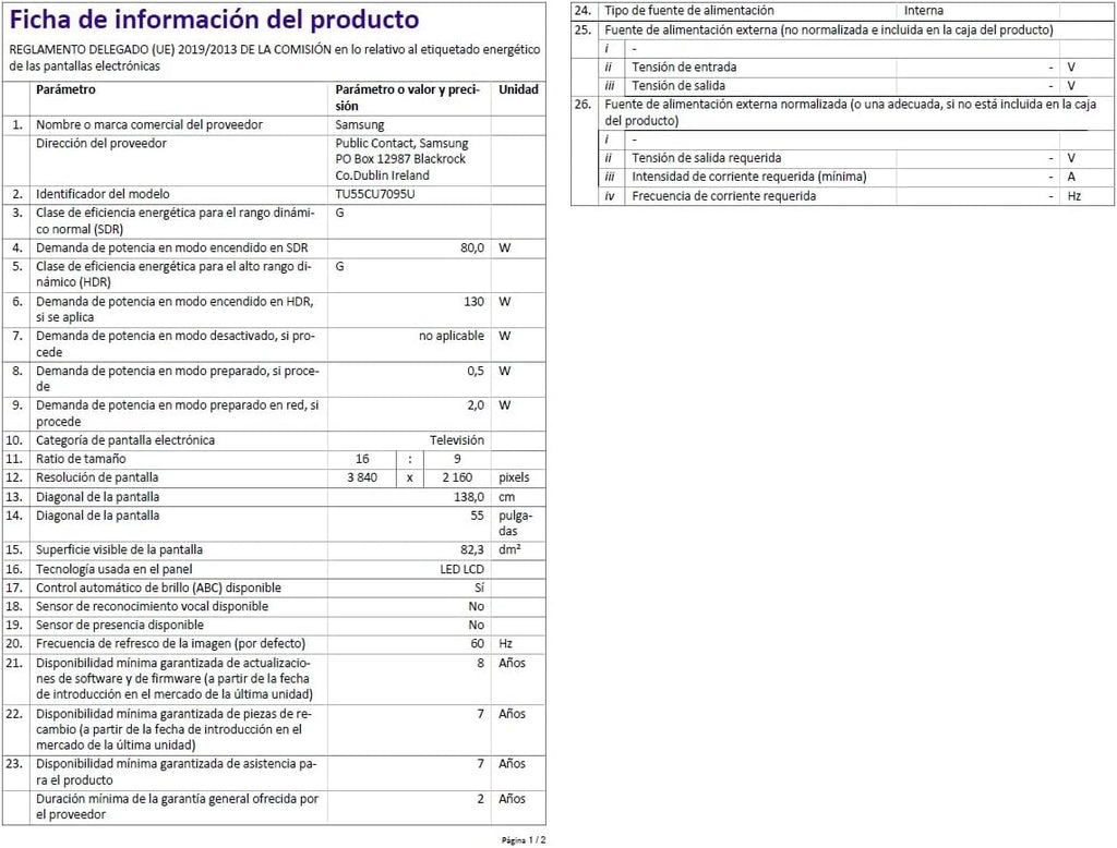 Samsung Téléviseur TU55CU7095 55 (55 Pouces), Crystal UHD 4K, Smart TV, 2023