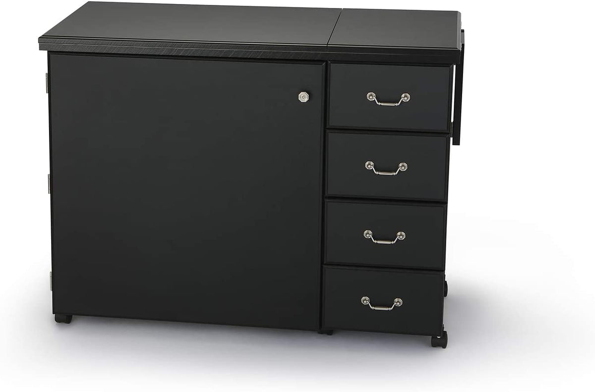 353 Cabinet à coudre Norma Jean pour couture robuste, coupe, matelassage et artisanat avec rangement et transport aérien, finition noire