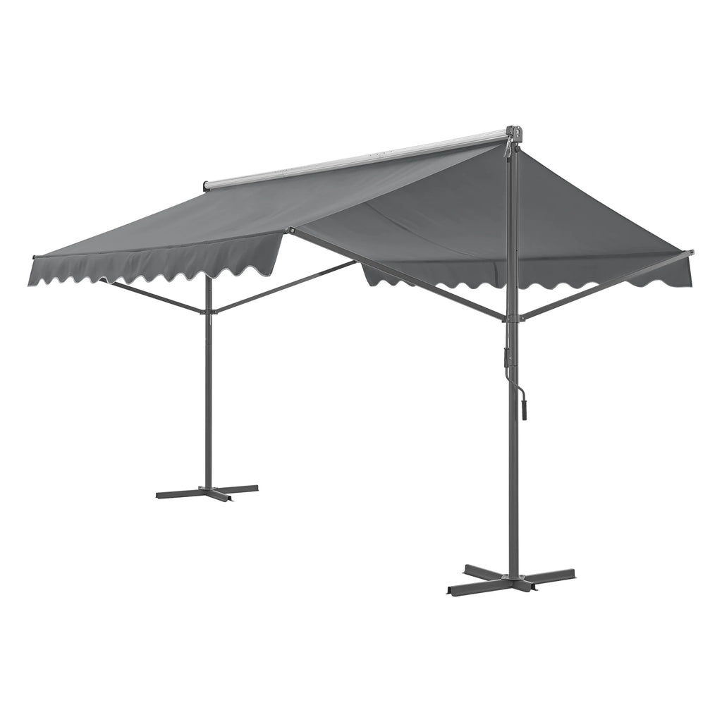 Store banne autoportant à double pente 400 x 300 x 260 cm gris foncé 03_0008294