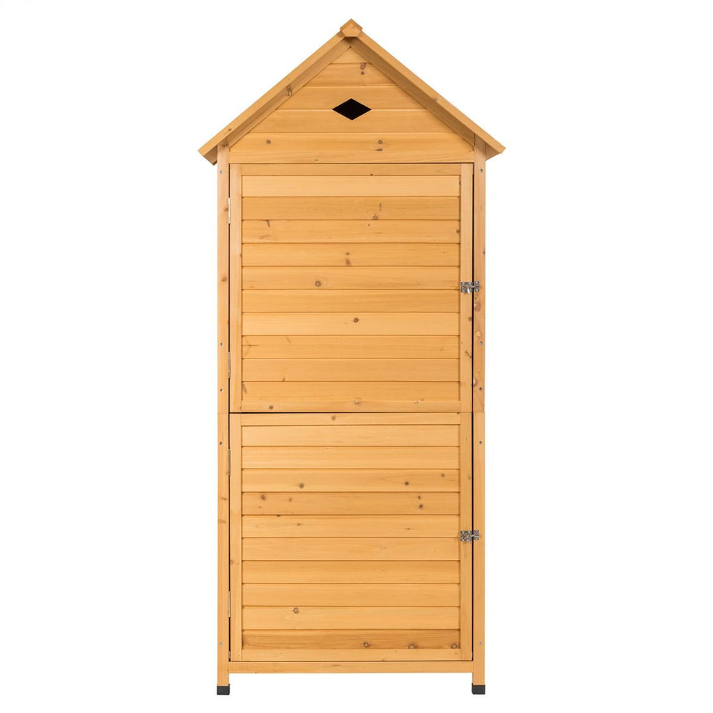 Abri de Jardin Extérieur à 5 Etagères Cabane Verrouillable en Bois de Sapin Toit en T?le Galvanisée