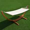 Hamac 1 Place 200x100cm avec Support en Bois de Mélèze Russe Capacité 120kg en Polyester Métal 313x115x120cm Naturel