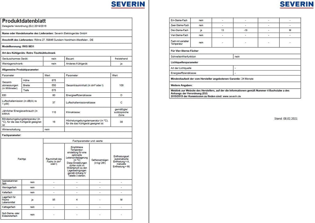 SEVERIN Réfrigérateur Congélateur, Pose libre, Longueur 55 cm, 108L, Classe D, 110 kWh/an, 37 dB, Look rétro, Crème, RKS 8833