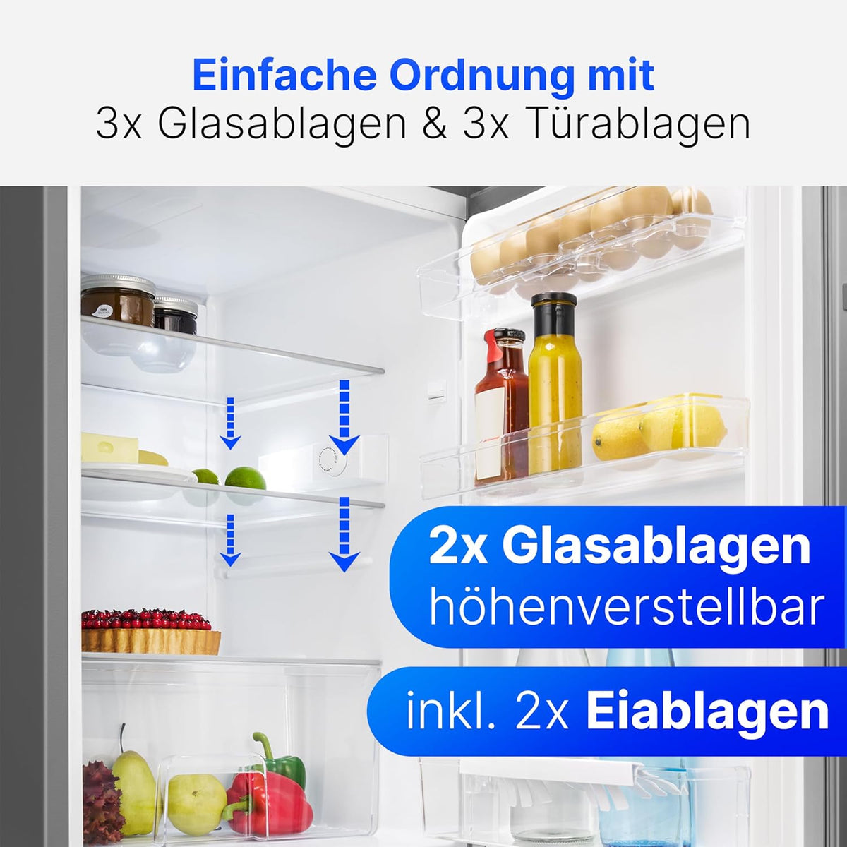 Réfrigérateur 133L inox VS2195-1-inox, Capacité nette : 133 litres, éclairage intérieur à DEL, Contr?le de la température en continu, 3 clayettes en verre
