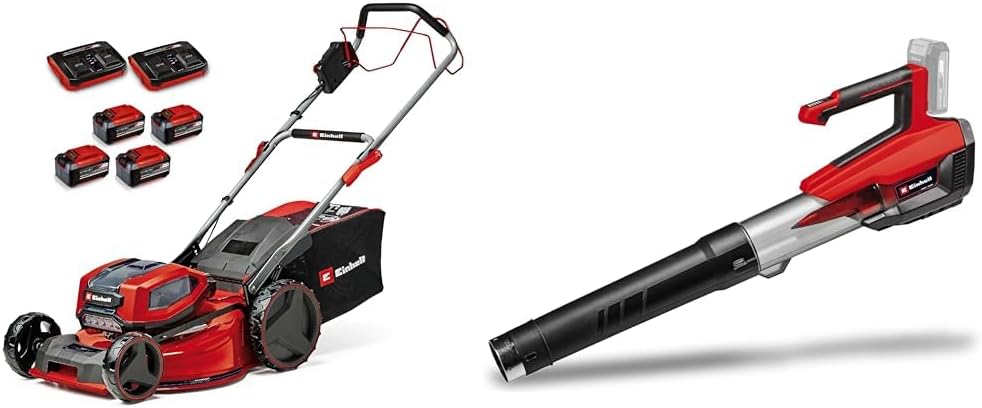 Einhell Professional Tondeuse à gazon sans fil GP-CM 36/47 S HW Li Power X-Change (36V, 47 cm largeur de coupe, autotractée, moteur sans charbon) Livré avec 4 Batteries 4,0Ah et 2 Chargeurs Doubles