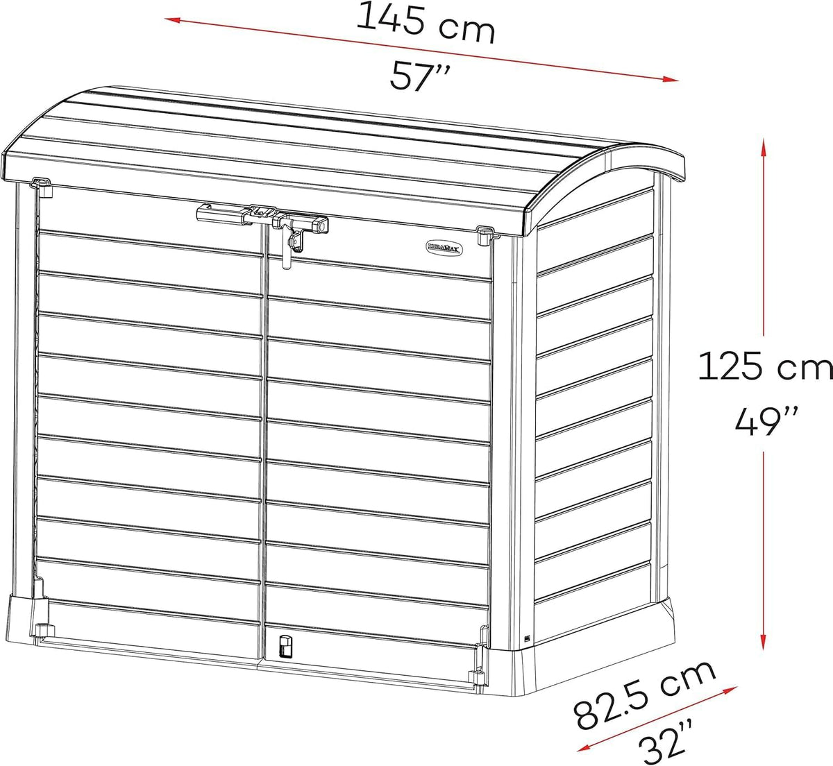Duramax StoreAway 1200L Plastic Garden Shed/ Flat Lid, Outdoor Storage Shed, Wheelie Bin Hideaways, Wheelie bin box, Durable Construction, Ideal for Bikes, BBQs & 2x 240L Bins, 145x85x125 cm, Brown