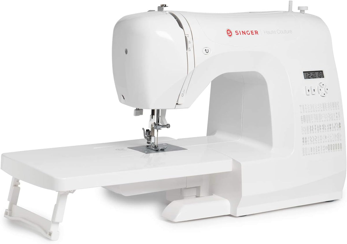 Singer Haute Couture F527C Machine à coudre électronique Professionnelle, 80 points, utilitaires, élastiques, décoratifs, Facile pour Débutants Electrique Portable, Maison
