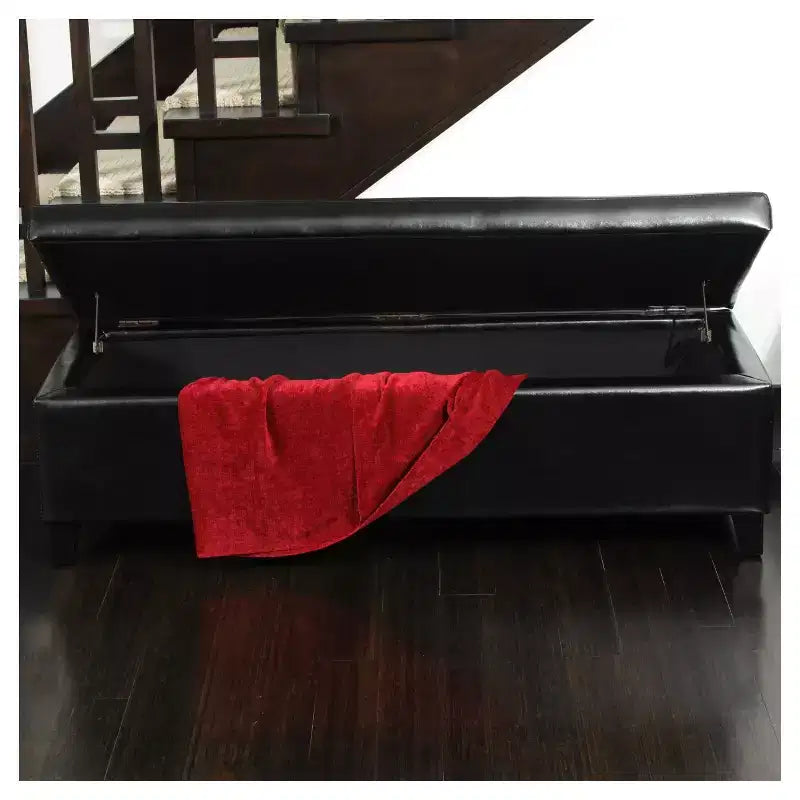 York Bonded Leather Storage Ottoman Bench - Christopher Knight Home