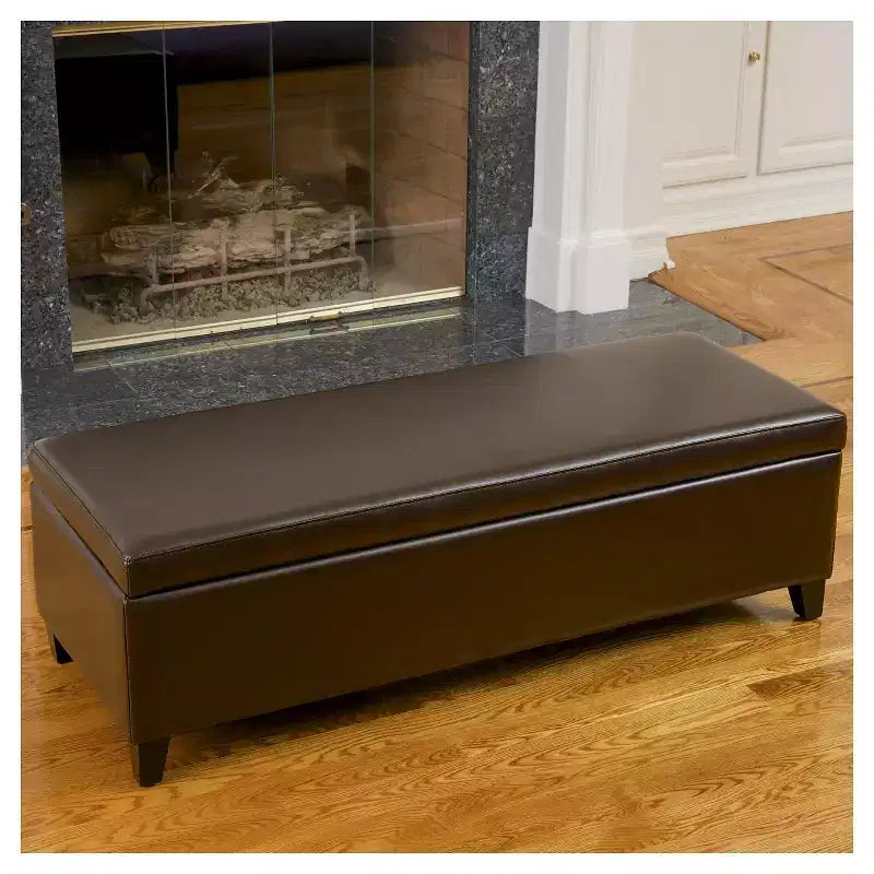 York Bonded Leather Storage Ottoman Bench - Christopher Knight Home