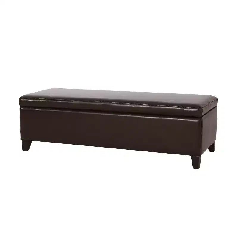York Bonded Leather Storage Ottoman Bench - Christopher Knight Home