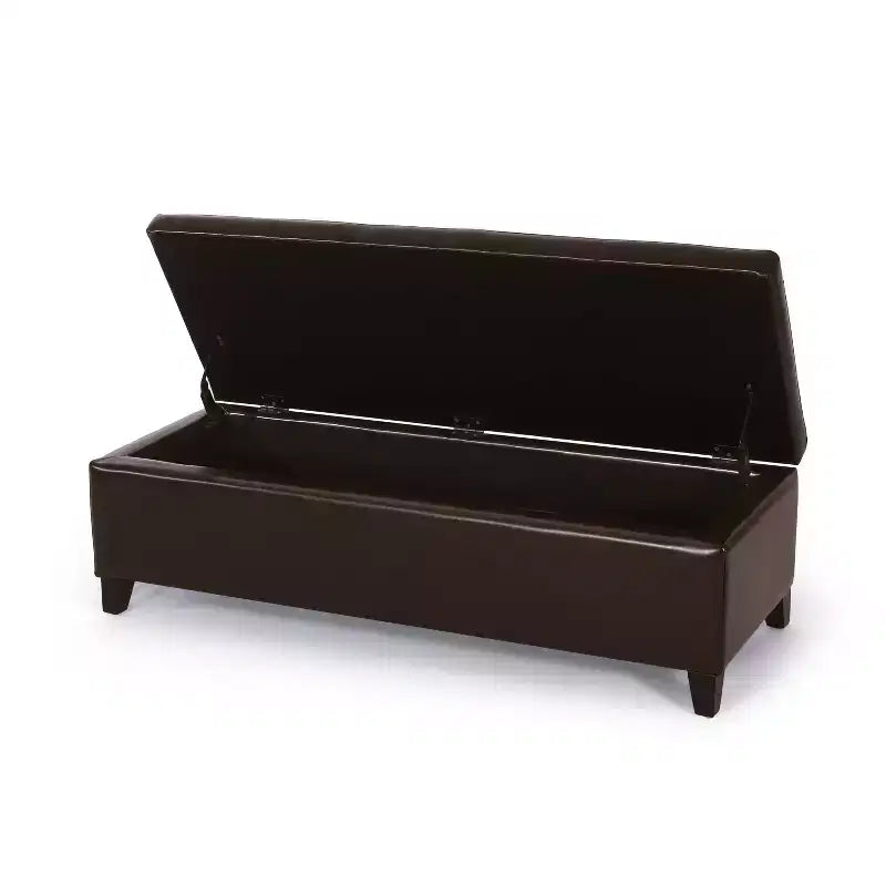 York Bonded Leather Storage Ottoman Bench - Christopher Knight Home