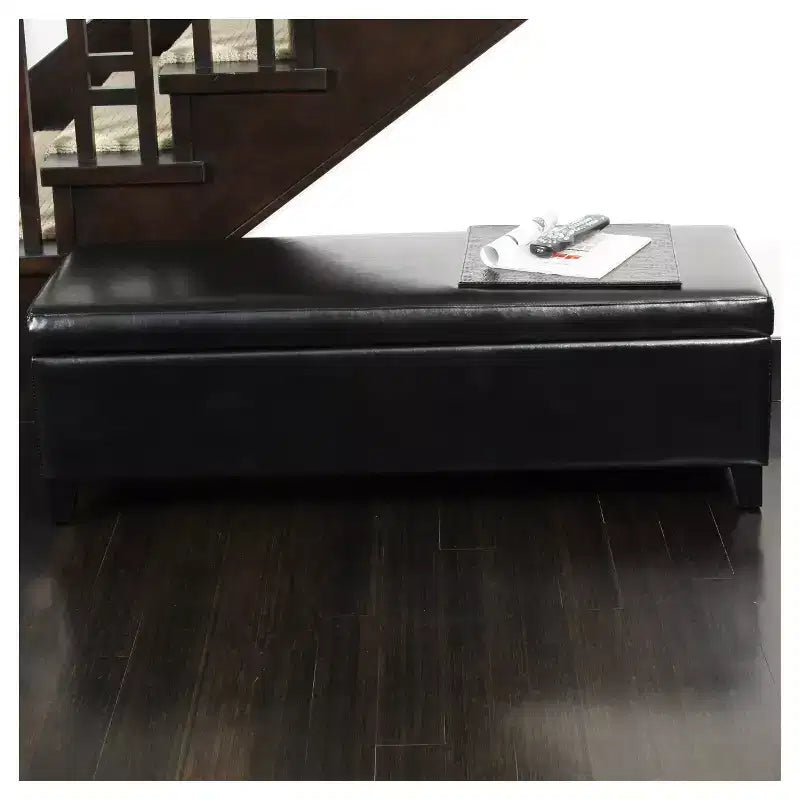 York Bonded Leather Storage Ottoman Bench - Christopher Knight Home