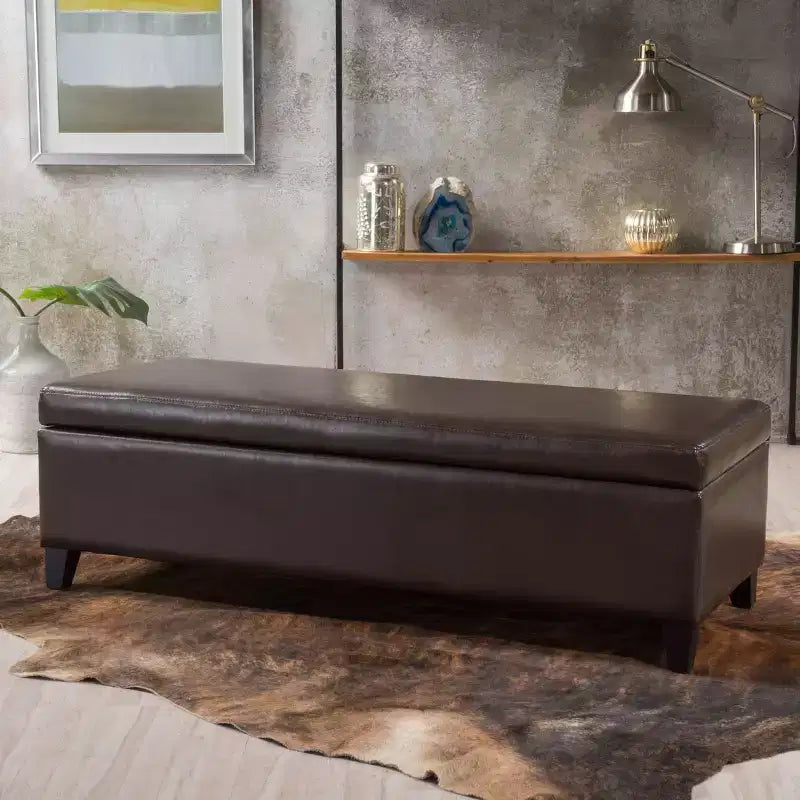 York Bonded Leather Storage Ottoman Bench - Christopher Knight Home