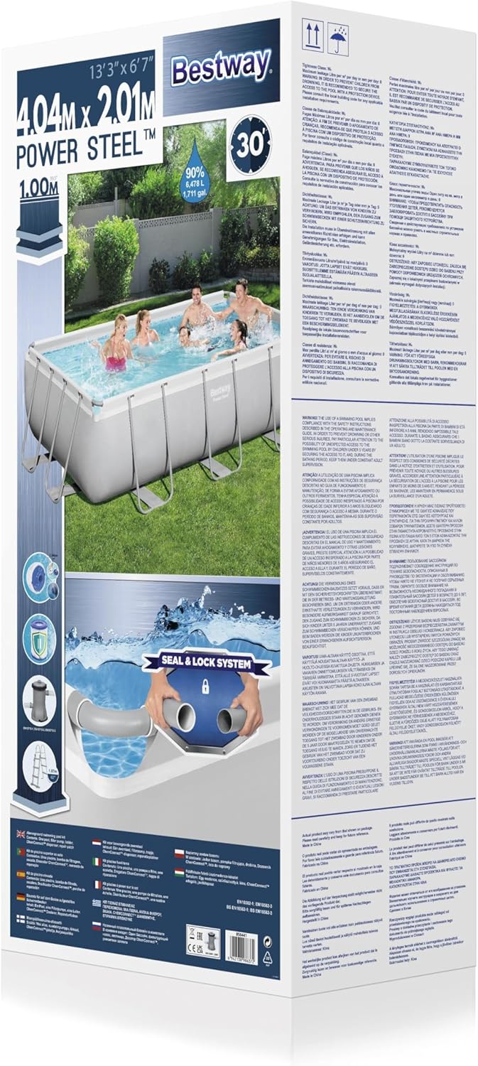 Piscine Hors Sol 404 x 201 x 100 cm BESTWAY Rectangulaire Power Steel? Piscine Tubulaire