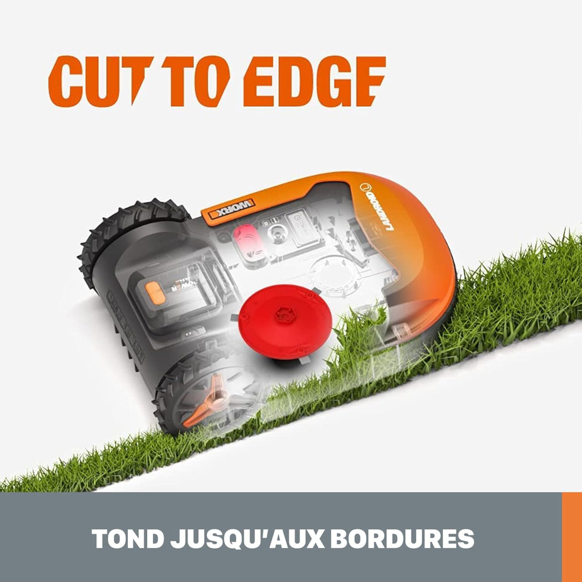 WORX LANDROID Vision WR206E.1, Robot Tondeuse sans Fil périphérique 600 m2 Surf.Max 700 m2, Installation en 30 Min, Caméra 4K + IA Adaptative, évite Tous Les Obstacles, Coupe des Bordures, Multizone