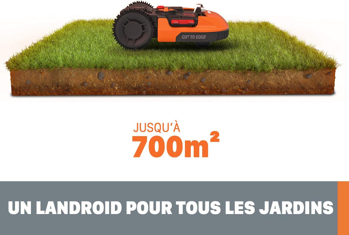 WORX LANDROID Vision WR206E.1, Robot Tondeuse sans Fil périphérique 600 m2 Surf.Max 700 m2, Installation en 30 Min, Caméra 4K + IA Adaptative, évite Tous Les Obstacles, Coupe des Bordures, Multizone
