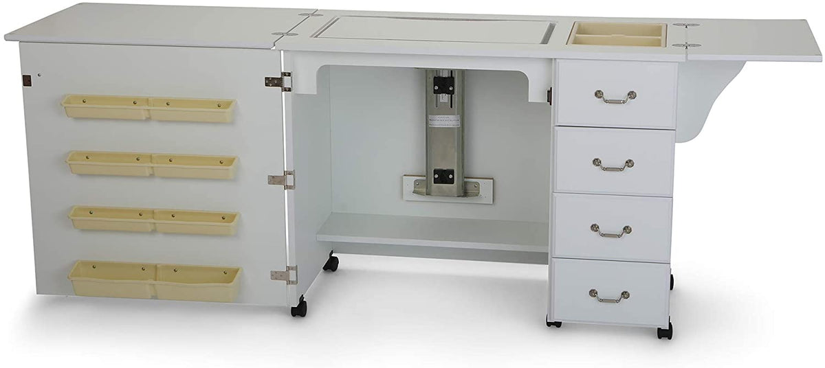 353 Cabinet à coudre Norma Jean pour couture robuste, coupe, matelassage et artisanat avec rangement et transport aérien, finition noire